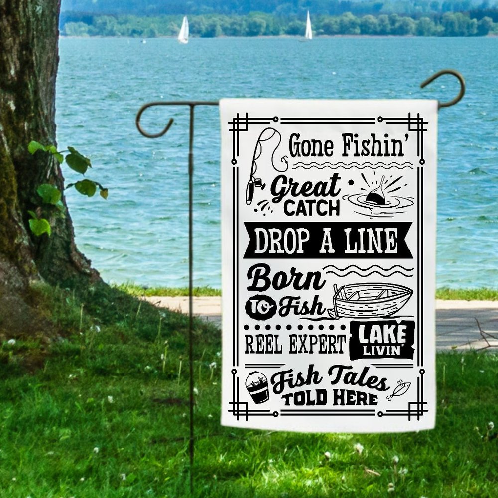 Yard Flag-Rules for Fishing Firepit Lake Camping, Campfire Patio NWT